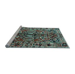 Sideview of Machine Washable Persian Light Blue Traditional Rug, wshtr3631lblu