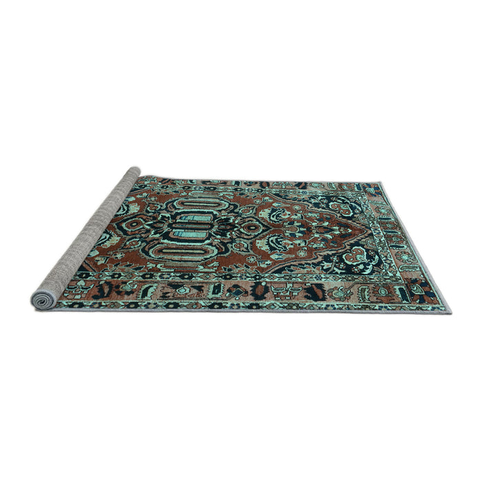 Sideview of Machine Washable Persian Light Blue Traditional Rug, wshtr3631lblu