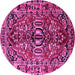 Round Persian Pink Traditional Rug, tr3631pnk