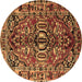 Round Persian Brown Traditional Rug, tr3631brn