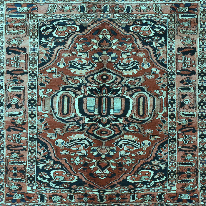 Square Machine Washable Persian Light Blue Traditional Rug, wshtr3631lblu
