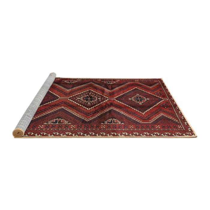 Sideview of Machine Washable Traditional Chestnut Brown Rug, wshtr3632