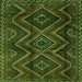 Round Machine Washable Southwestern Green Country Area Rugs, wshtr3632grn