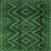 Square Southwestern Emerald Green Country Rug, tr3632emgrn