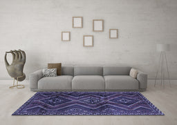 Machine Washable Southwestern Blue Country Rug in a Living Room, wshtr3632blu