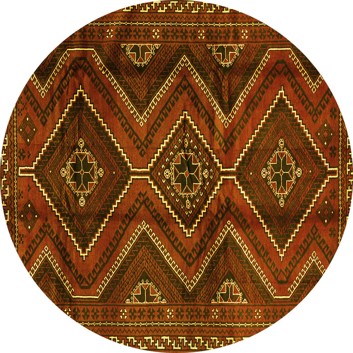 Round Southwestern Yellow Country Rug, tr3632yw