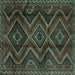 Square Southwestern Turquoise Country Rug, tr3632turq