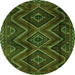 Square Southwestern Green Country Rug, tr3632grn