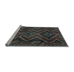 Sideview of Machine Washable Southwestern Light Blue Country Rug, wshtr3632lblu