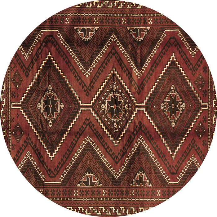 Round Machine Washable Southwestern Brown Country Rug, wshtr3632brn