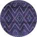 Round Southwestern Blue Country Rug, tr3632blu