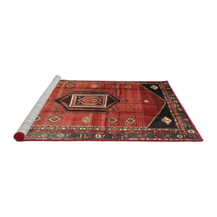 Sideview of Machine Washable Traditional Rust Pink Rug, wshtr3633