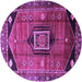 Round Machine Washable Persian Purple Traditional Area Rugs, wshtr3633pur