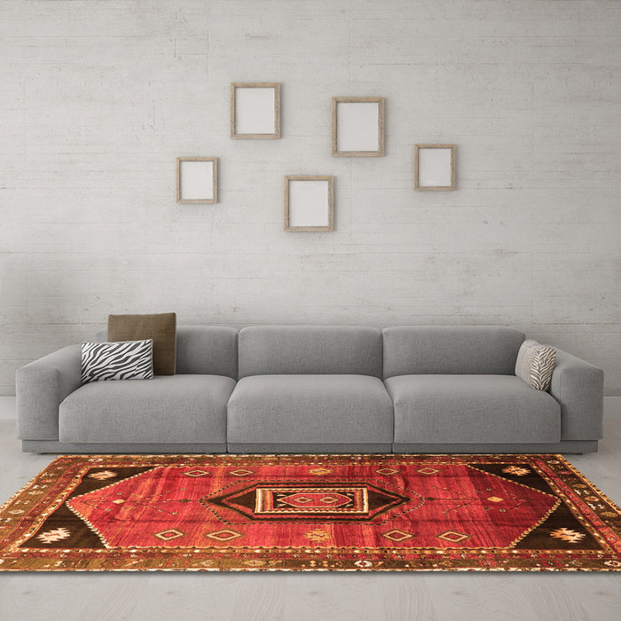 Machine Washable Persian Orange Traditional Area Rugs in a Living Room, wshtr3633org