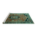 Sideview of Machine Washable Persian Turquoise Traditional Area Rugs, wshtr3633turq