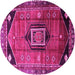 Round Machine Washable Persian Pink Traditional Rug, wshtr3633pnk