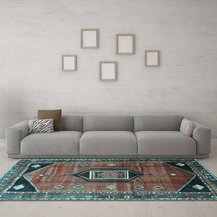 Machine Washable Persian Light Blue Traditional Rug in a Living Room, wshtr3633lblu