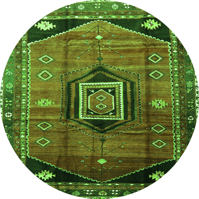 Square Persian Green Traditional Rug, tr3633grn