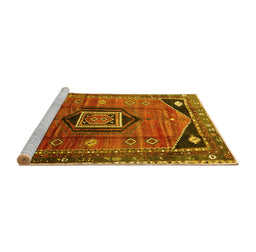 Sideview of Machine Washable Persian Yellow Traditional Rug, wshtr3633yw