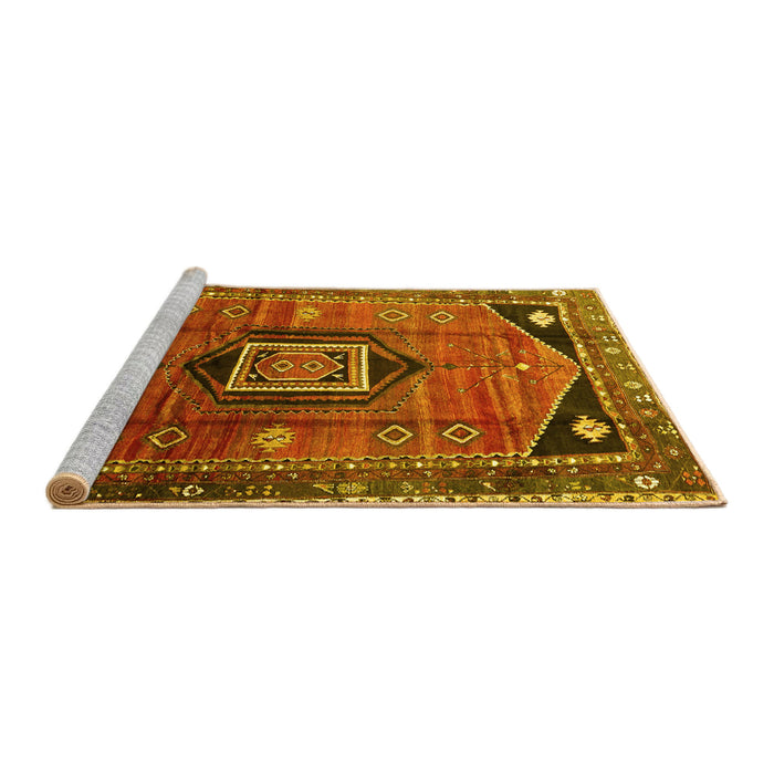Sideview of Machine Washable Persian Yellow Traditional Rug, wshtr3633yw