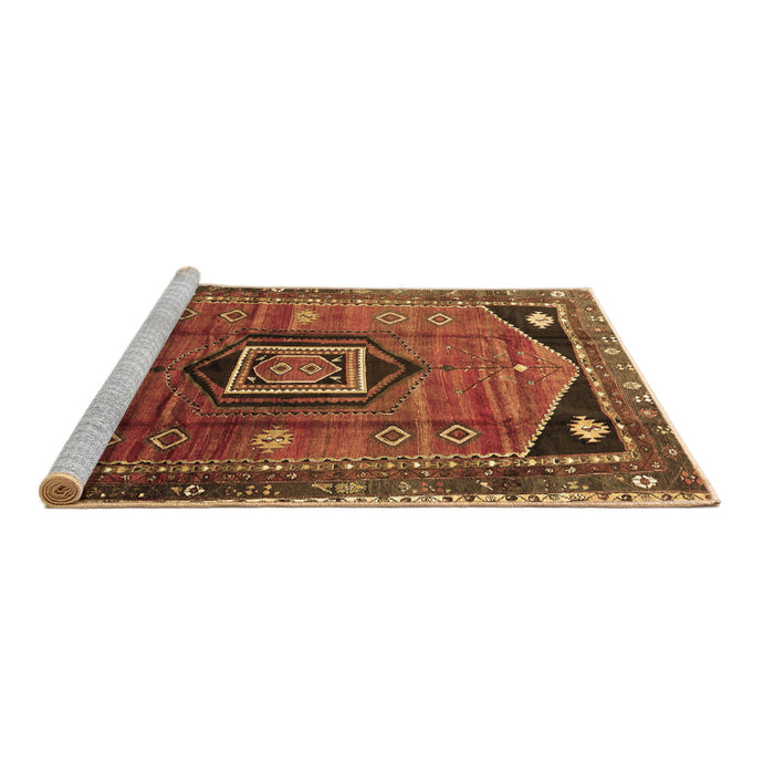 Sideview of Machine Washable Persian Brown Traditional Rug, wshtr3633brn