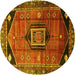 Round Persian Yellow Traditional Rug, tr3633yw