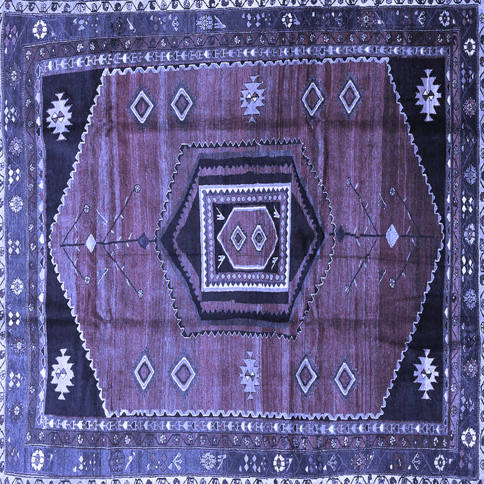 Square Machine Washable Persian Blue Traditional Rug, wshtr3633blu
