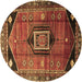 Round Persian Brown Traditional Rug, tr3633brn