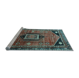Sideview of Machine Washable Persian Light Blue Traditional Rug, wshtr3633lblu