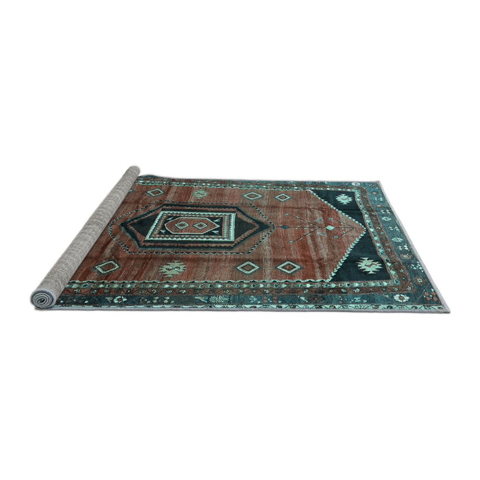 Sideview of Machine Washable Persian Light Blue Traditional Rug, wshtr3633lblu