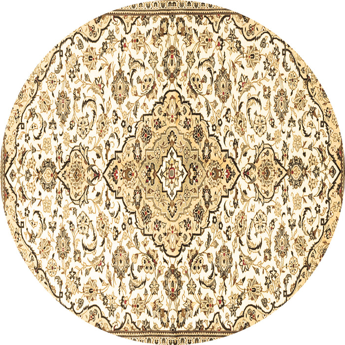 Round Persian Brown Traditional Rug, tr3634brn