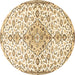 Round Persian Brown Traditional Rug, tr3634brn