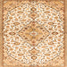 Round Machine Washable Persian Orange Traditional Area Rugs, wshtr3634org