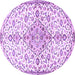 Round Machine Washable Persian Purple Traditional Area Rugs, wshtr3634pur