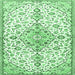 Square Machine Washable Persian Emerald Green Traditional Area Rugs, wshtr3634emgrn