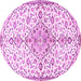 Round Machine Washable Persian Pink Traditional Rug, wshtr3634pnk