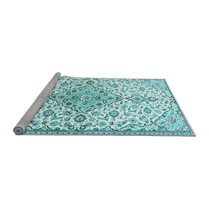 Sideview of Machine Washable Persian Light Blue Traditional Rug, wshtr3634lblu