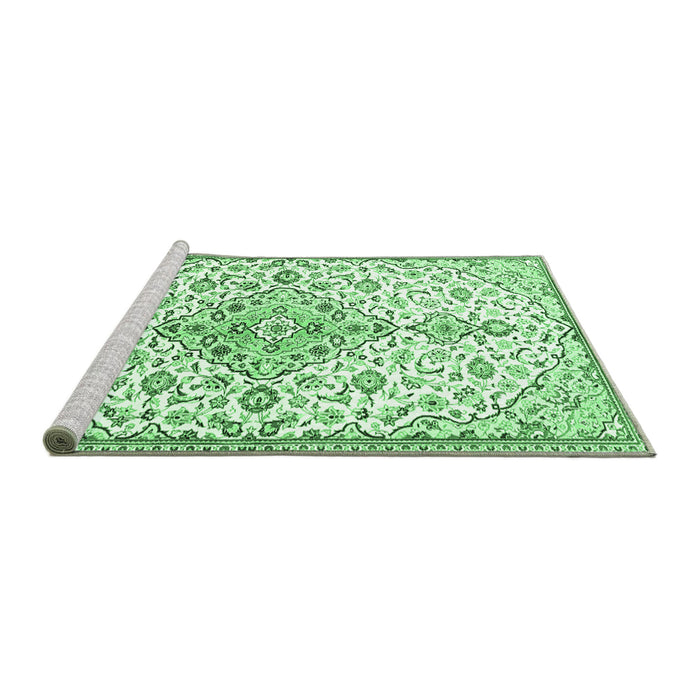 Sideview of Machine Washable Persian Emerald Green Traditional Area Rugs, wshtr3634emgrn