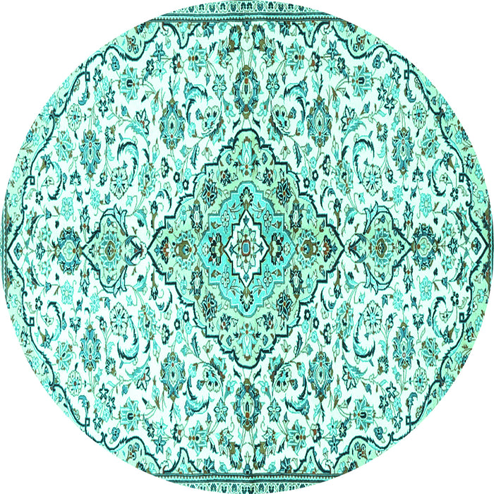 Round Persian Turquoise Traditional Rug, tr3634turq