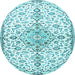 Round Machine Washable Persian Light Blue Traditional Rug, wshtr3634lblu