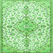 Round Machine Washable Persian Green Traditional Area Rugs, wshtr3634grn