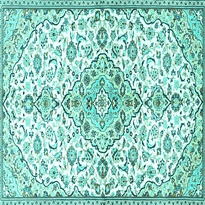 Square Machine Washable Persian Turquoise Traditional Area Rugs, wshtr3634turq