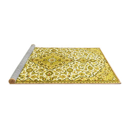 Sideview of Machine Washable Persian Yellow Traditional Rug, wshtr3634yw
