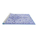 Sideview of Machine Washable Persian Blue Traditional Rug, wshtr3634blu