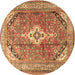 Round Machine Washable Persian Brown Traditional Rug, wshtr3635brn