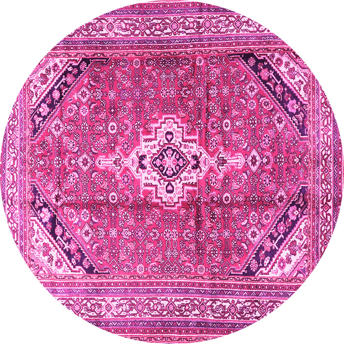 Round Machine Washable Persian Pink Traditional Rug, wshtr3635pnk