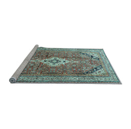 Sideview of Machine Washable Persian Light Blue Traditional Rug, wshtr3635lblu