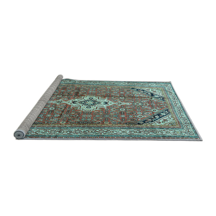 Sideview of Machine Washable Persian Light Blue Traditional Rug, wshtr3635lblu