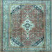 Square Persian Light Blue Traditional Rug, tr3635lblu