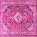 Square Machine Washable Persian Pink Traditional Rug, wshtr3635pnk